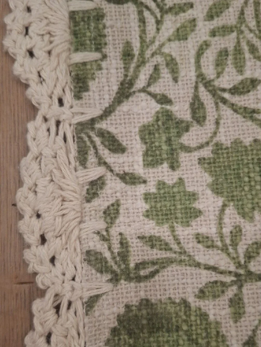 Green Floral Crochet-Trim Kitchen Mats, Set of 2